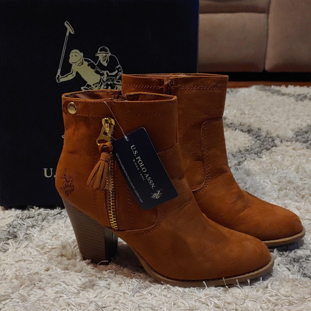 US Polo, Faux Suede Brown, Ankle Boots, Size 9